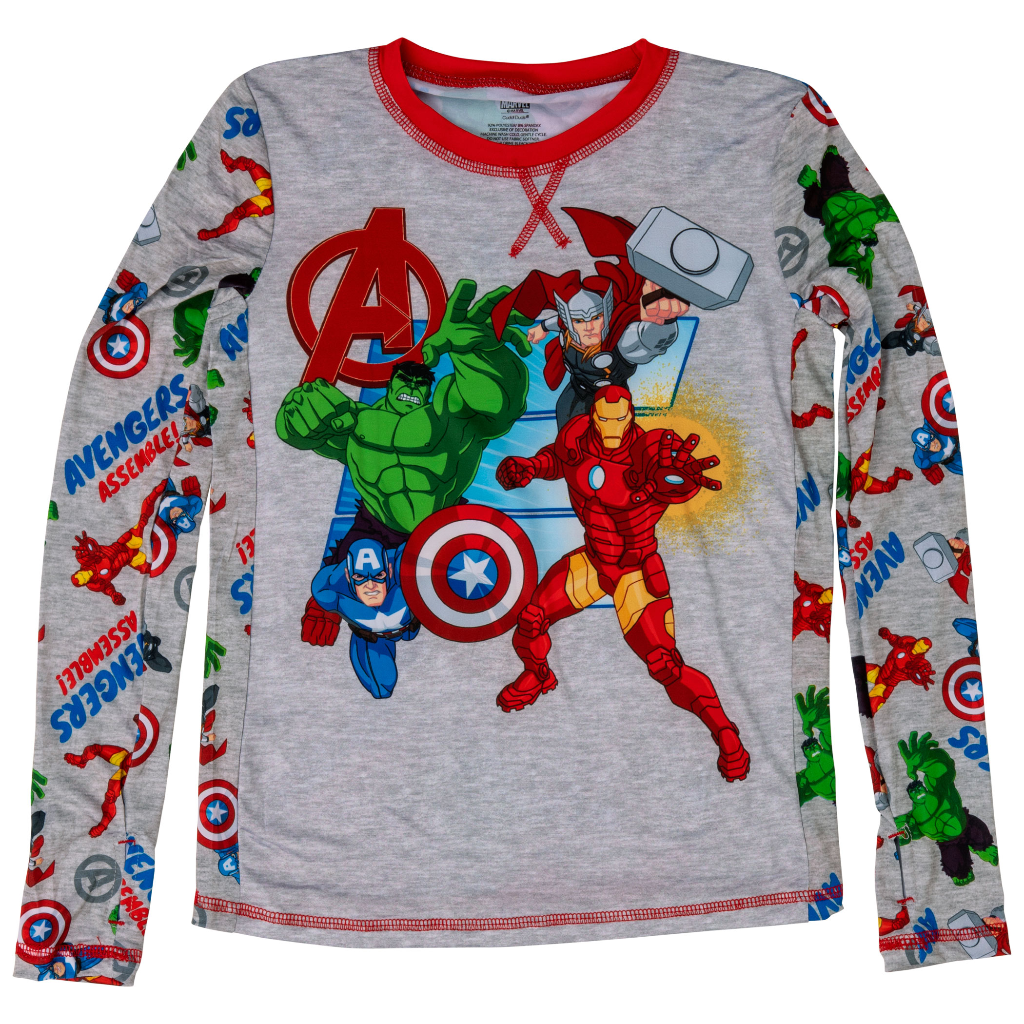 Avengers Characters All Over Print 2-Piece Youth Grey Pajama Set