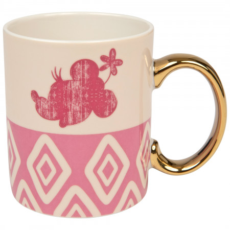 Disney Minnie Mouse Pattern With Gold Handle 11 Ounce Ceramic Mug
