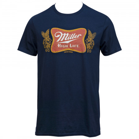Miller High Life Logo Vintage Design Navy T-Shirt