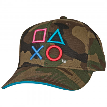 Playstation Embroidered Camo Pre-Curved Snapback