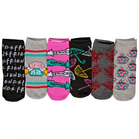 Friends TV Show Symbols and Icons Women's 6-Pack of Shorties Socks