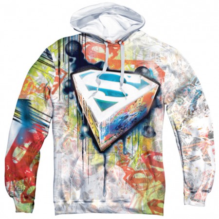 Superman Graffiti All Over Front and Back Print Hoodie