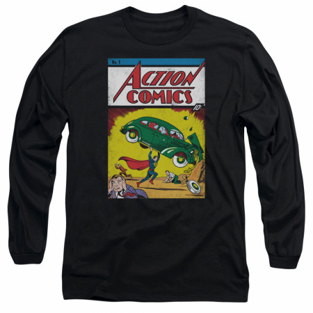 Superman Action Comics #1 Men's Black Long Sleeve Shirt