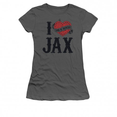 Sons Of Anarchy I Heart Jax Gray Juniors T-Shirt