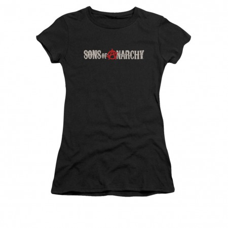 Sons Of Anarchy Beat Up Logo Black Juniors T-Shirt