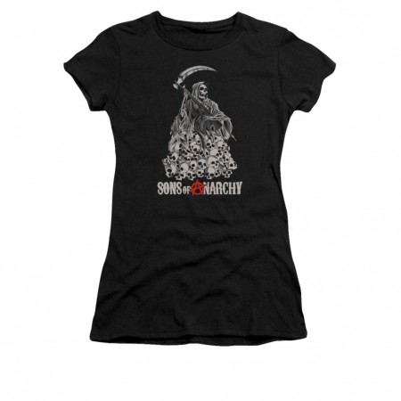 Sons Of Anarchy Skull Pile Black Juniors T-Shirt