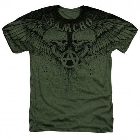 Sons Of Anarchy Winged Skulls Men's Green T-Shirt