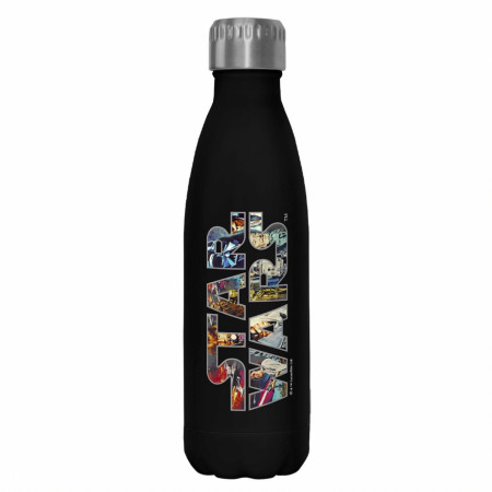 Star Wars Logo with Images in Text 17oz Steel Water Bottle