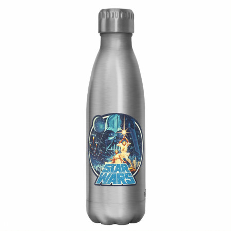 Star Wars Retro Logo with Luke and Leia Logo 17oz Steel Water Bottle