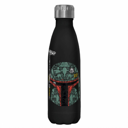 Star Wars Boba Fett Helmet Silhouette Symbols 17oz Steel Water Bottle