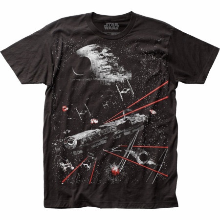 Star Wars The Battle of Endor Subway Print T-Shirt
