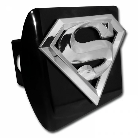 Superman 3D Chrome on Black Metal Trailer Hitch Cover