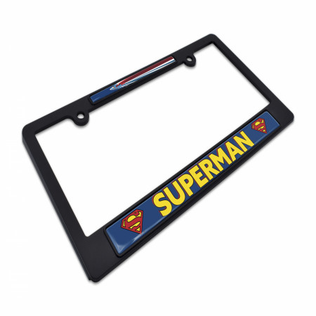 Superman Fly Black Plastic License Plate Frame by Elektroplate