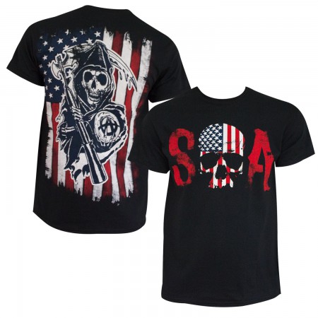 Sons Of Anarchy Men's Black American Flag T-Shirt