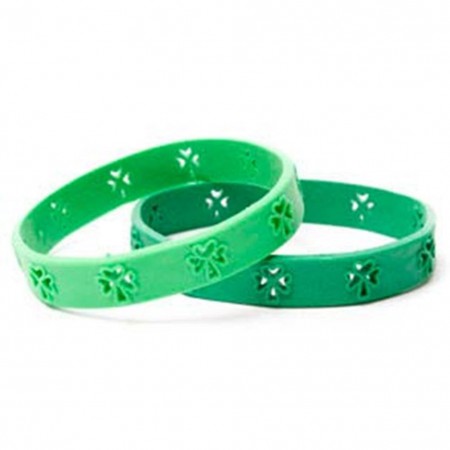 St. Patrick's Day Shamrock Green Rubber Wristband