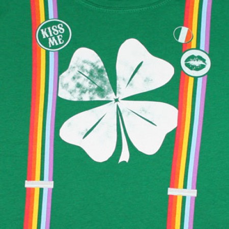 Shamrock Rainbow Suspenders Irish Green Juniors Graphic T Shirt
