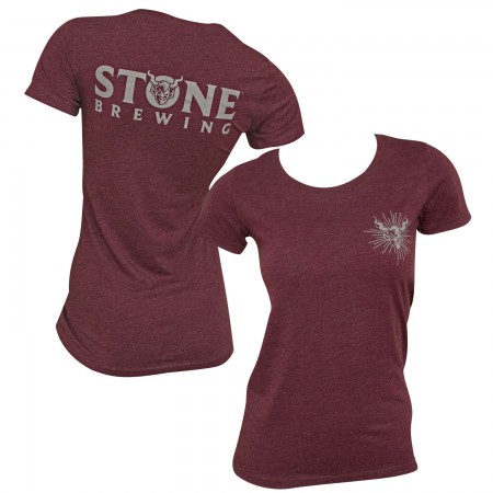 Stone Brewing Logo Women's Burgundy T-Shirt