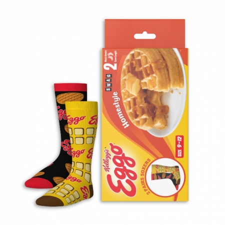 Kellogg's Eggo Waffles  2-Pack Socks in Box Packaging