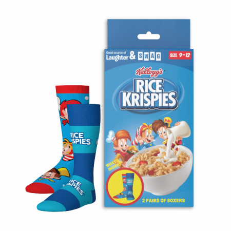 Kellogg's Rice Krispies Cereal 2-Pack Socks in Box Packaging