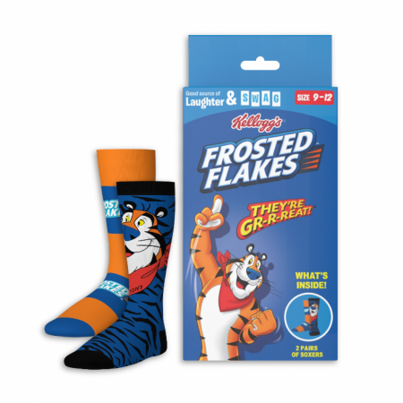 Kellogg's Frosted Flakes Cereal 2-Pack Socks in Box Packaging