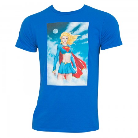 Supergirl Men's Blue Comic Panel T-Shirt