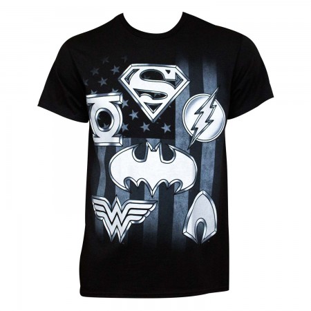 Justice League Men's Black Superhero Logo T-Shirt