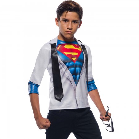 Superman Youth Halloween Costume Long Sleeve Shirt With Tie