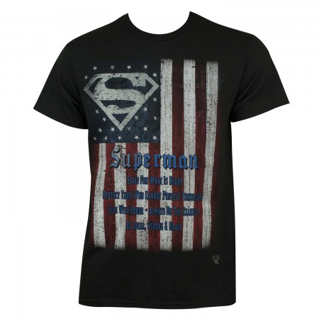 Superman Men's Black Flag T-Shirt