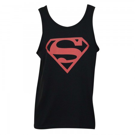 Superman Men's Black Tank Top With Red Logo