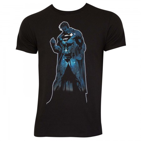 Superman Men's Black Outer Space Silhouette T-Shirt