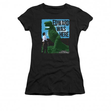 Edward Scissorhands Was Here Juniors Black T-Shirt