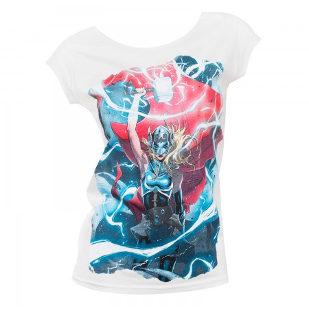 Female Thor Comic Electricity Womens White Shirt