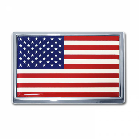 American Flag Patriotic Chrome Car Emblem
