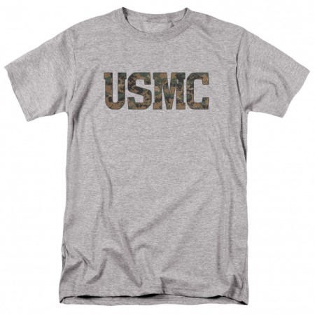 US Marines USMC Camo Logo Grey Tshirt