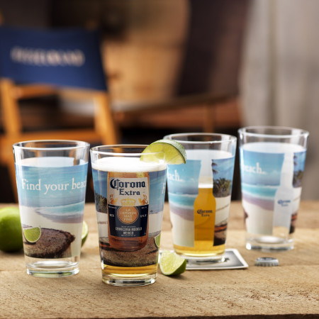 Corona Extra Find Your Beach 4-Pack Pint Glass Set