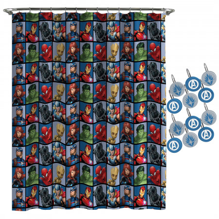Avengers Team Shower Curtain and Hook Set
