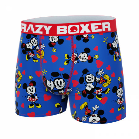 Crazy Boxer Mickey and Minnie Hearts Men's Boxer Briefs in Gift Box