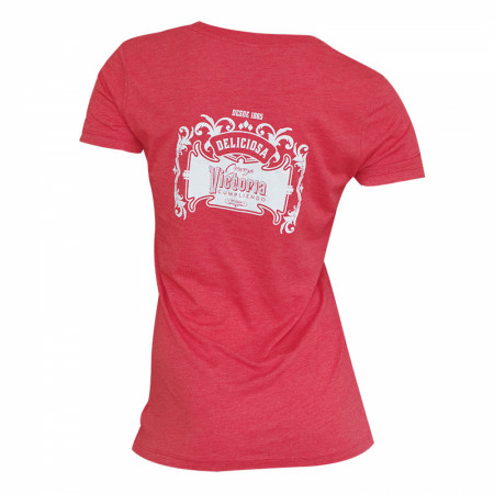 Victoria Cerveza Women's Red V Neck Tee Shirt