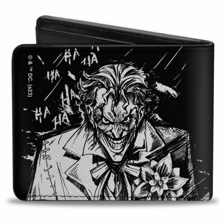 Batman and The Joker Black and White Sketch Bi-Fold Wallet