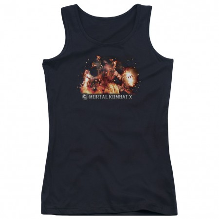 Mortal Kombat X Scorpio Flames Black Juniors Tank Top
