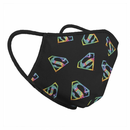 Superman Tye Dye Symbols All Over Print Face Mask