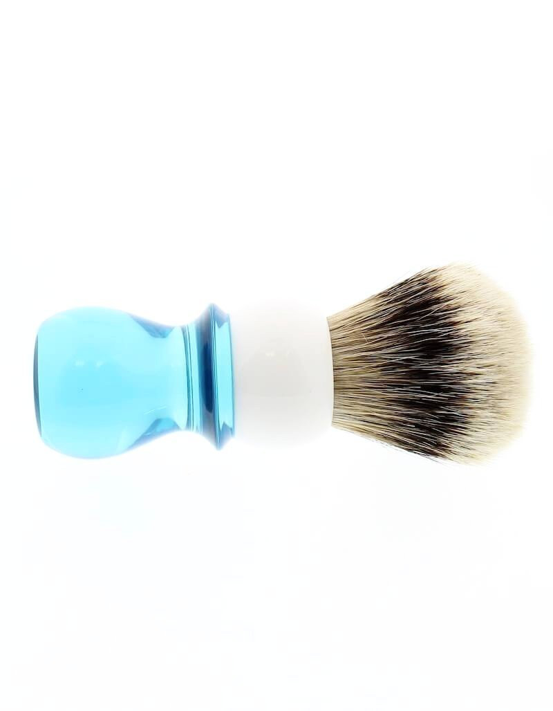 Product image 3 for WCS Two-Tone Tall Silvertip Shaving Brush, Blue & White
