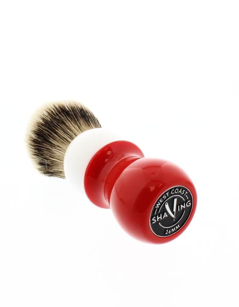 Product image 2 for WCS Two-Tone Tall Silvertip Shaving Brush, Red & White