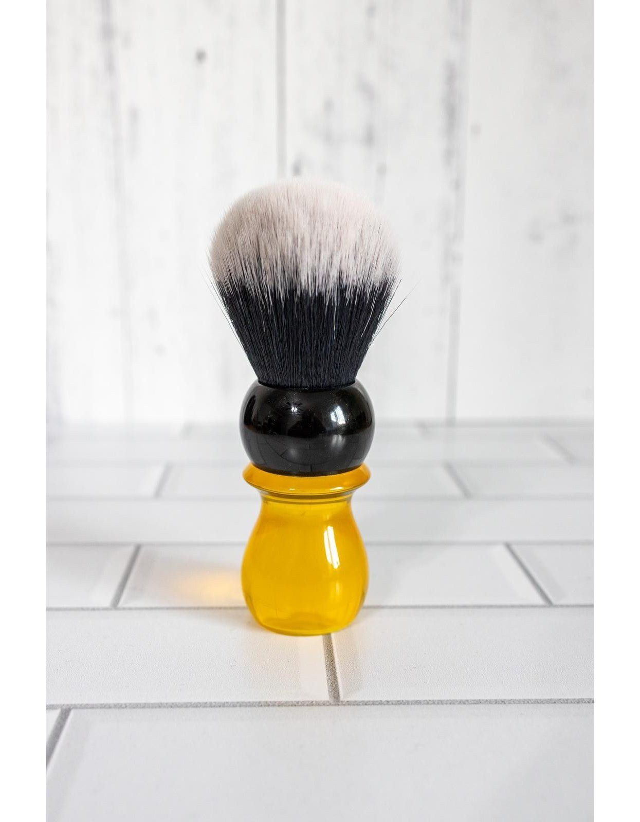 Product image 1 for WCS Two-Tone Tall Tuxedo Shaving Brush, Yellow & Black