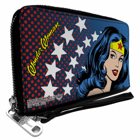 Wonder Woman Half Tone PU Leather Zip Around Wallet