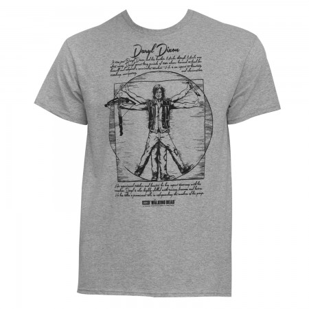 Walking Dead Men's Grey Vitruvian Daryl Dixon T-Shirt