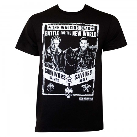 Walking Dead Men's Black Grimes Vs Negan Poster T-Shirt