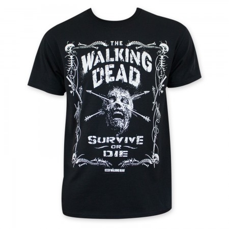 Walking Dead Men's Black Survive Or Die T-Shirt