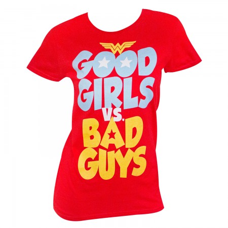 Wonder Woman Women's Red Good Girls Vs. Bad Guys T-Shirt