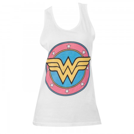 Wonder Women Comic Logo White Womens Tank Top